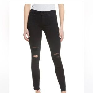 Paige Verdugo Ankle Black Jeans Distressed Women’s Size 27 Ripped Knees Skinny